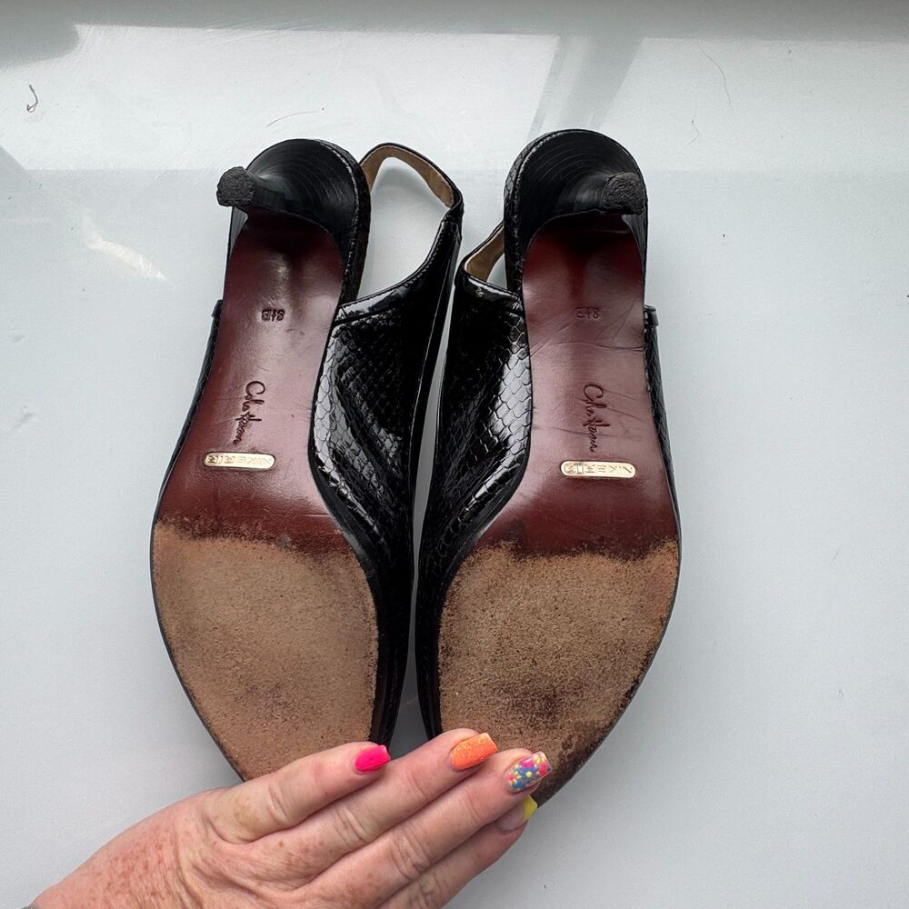 Cole Haan Air Talia Black Leather Slingback Pumps Nike Integration Size 8.5 - Picture 7 of 9
